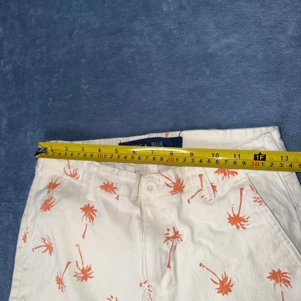 Cifun Blue white shorts with orange palm tree print